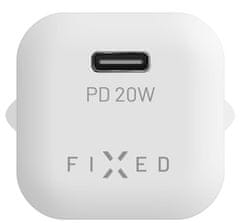 FIXED Mini hálózati töltőkészlet USB-C kimenettel és USB-C / Lightning kábellel, PD támogatás, 1 m, MFI, 20W FIXC20M-CL-WH, fehér