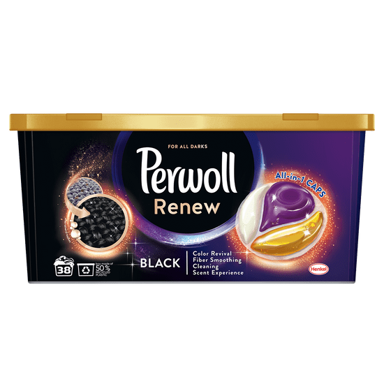 Perwoll Renew & Care Caps Black, 38 mosás
