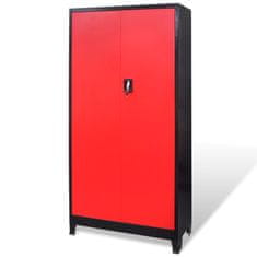 Vidaxl piros-fekete acél szerszámszekrény szerszámosládával 90x40x180 3054555
