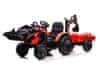 TOP-WORKER 12V elektromos traktor kanállal és pótkocsival, puha PU ülés, 2x45 W motor, 12V10Ah akku