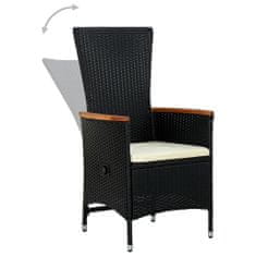 Greatstore 2 db fekete polyrattan kültéri szék párnával