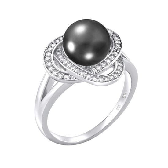 Silvego Laguna ezüst gyűrű valódi természetes fekete gyönggyel LPS0044B