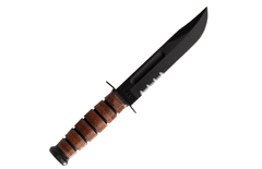 KA-BAR® KA-BAR1218 USMC Serrated Edge taktikai kés 17,9 cm, fekete, fogazott él, bőr, bőr tok