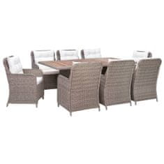 shumee 3057801 9 Piece Outdoor Dining Set with Cushions Poly Rattan Brown (4x44148+310143)