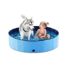 Pawly Többcélú összecsukható és hordozható medence, felfújás nélkül, gyerekeknek vagy kutyáknak, karmok és karcolások ellenálló, csúszásgátló védelemmel, ideális hűsítés a forró napokon, 80 cm, PawlyPool