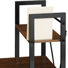 tectake Hershey számítógépes asztal beépített polccal 122x61x120cm - Ipari sötét fa