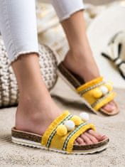 Amiatex Női papucs 88511 + Nőin zokni Gatta Calzino Strech, sárga és arany árnyalat, 36
