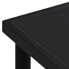 Greatstore fekete acél kerti asztal üveg asztallappal 150 x 90 x 74 cm