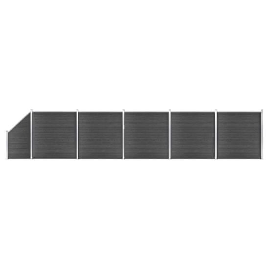 shumee fekete WPC kerítéspanelszett 965 x (105-186) cm