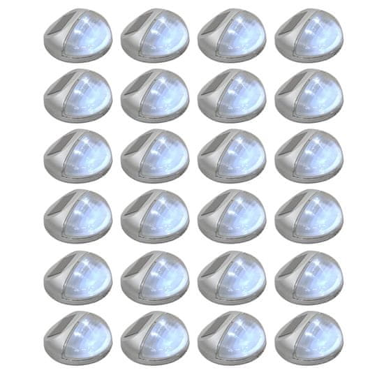 Greatstore 24 db ezüstszínű kerek kültéri napelemes LED falilámpa