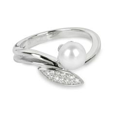 Silver Cat Elegáns ezüst gyűrű cirkónium kövekkel és gyönggyel SC215 (Kerület 56 mm)