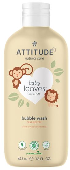 Attitude Baby leaves gyerek habfürdő, körtelé illattal, 473 ml