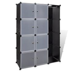 Vidaxl fekete/fehér szekrény 9 tárolórekesszel 37 x 146 x 180,5 cm 240497