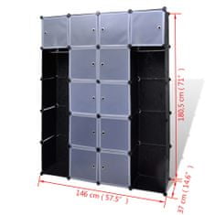 shumee 240499 Modular Cabinet with 14 Compartments Black and White 37 x 146 x 180,5 cm