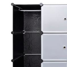 shumee 240501 Modular Cabinet with 18 Compartments Black and White 37 x 146 x 180,5 cm