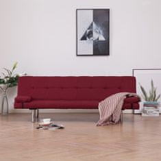 Greatstore 282191 Sofa Bed with Two Pillows Wine Red Polyester