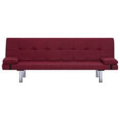 Greatstore 282191 Sofa Bed with Two Pillows Wine Red Polyester