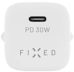 FIXED Mini hálózati töltő USB-C kimenettel és PD támogatással, 30W, FIXC25-C-WH, fehér