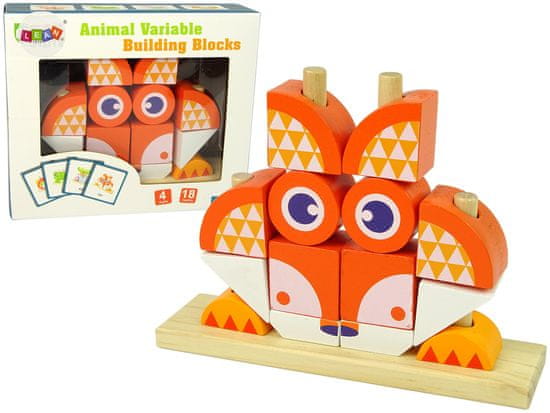 Lean-toys Kreatív fa térbeli kirakós játék Narancs róka 3D