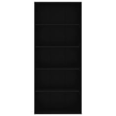 shumee 5 szintes fekete forgácslap könyvszekrény 80 x 30 x 189 cm