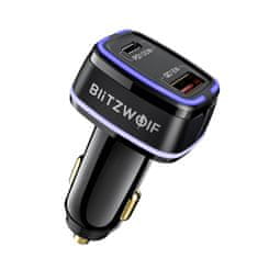 Blitzwolf BW-SD8 autós töltő USB / USB-C 100W, fekete