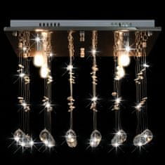 Greatstore ezüstszínű, kocka alakú mennyezeti lámpa kristálygyöngyökkel G9