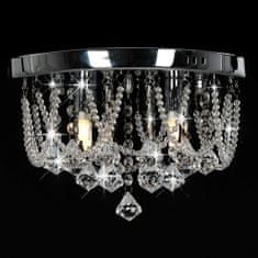 Greatstore ezüstszínű kerek mennyezeti lámpa kristálygyöngyökkel 4 x G9
