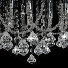 Greatstore ezüstszínű kerek mennyezeti lámpa kristálygyöngyökkel 4 x G9