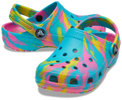 Crocs Lány papucs Classic Marbled Clog Digital Aqua Multi 207464-4SM, 28/29, többszínű