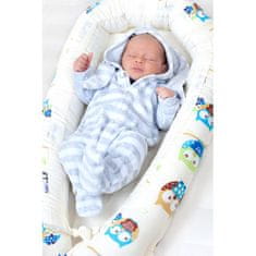 NEW BABY Luxus babafészek párnával és paplannal kisbabák számára fehér-szürke csillagok