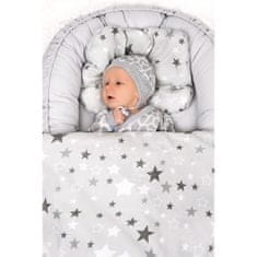 NEW BABY Luxus babafészek párnával és paplannal kisbabák számára csillag szürke