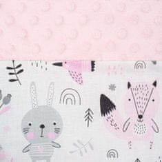 NEW BABY Luxus babafészek párnával és paplannal Minkyből rózsaszín