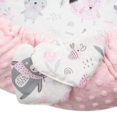 NEW BABY Luxus babafészek párnával és paplannal Minkyből rózsaszín