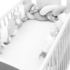 NEW BABY Védő fonott rácsvédő kiságyba Minka és Felhőcske szürke
