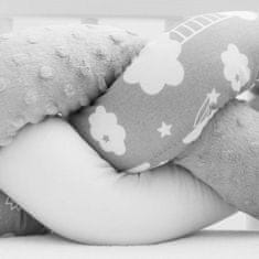NEW BABY Védő fonott rácsvédő kiságyba Minka és Felhőcske szürke