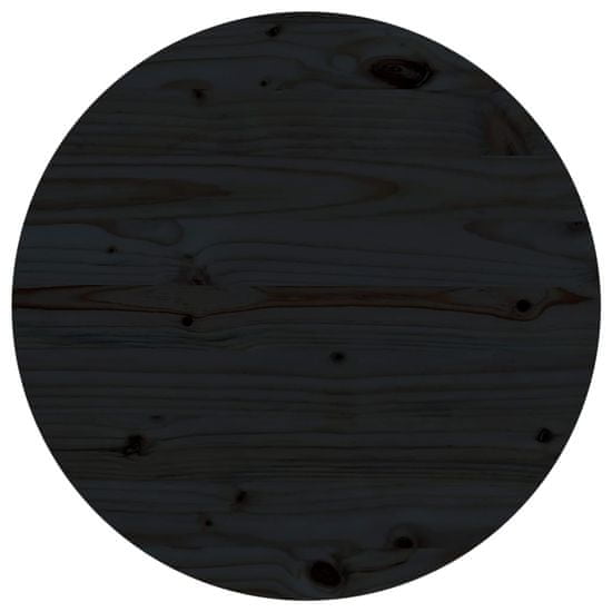 shumee fekete tömör fenyőfa asztallap Ø60 x 2,5 cm