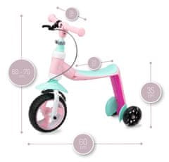ELIOS pedál nélküli gyerekkerékpár és roller 2 az 1-ben, rózsaszín