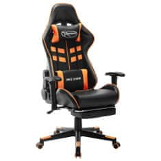 Greatstore fekete és narancssárga műbőr gamer szék lábtámasszal