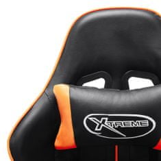 Greatstore fekete és narancssárga műbőr gamer szék lábtámasszal