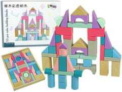 Lean-toys Fa téglák pasztell színek 55 darab kastély épületek