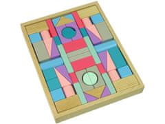 Lean-toys Fa téglák pasztell színek 55 darab kastély épületek