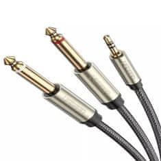 Ugreen AV126 audio kábel 3.5 mm jack - 2x 6.35 mm jack 1m, szürke