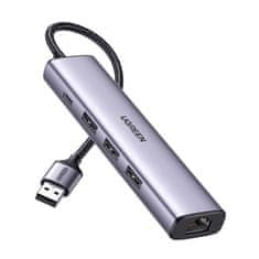 Ugreen 5in1 HUB adapter 3x USB 3.0 / RJ45 / USB-C, ezüst