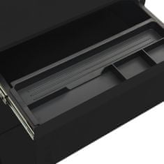 Greatstore fekete acél mobil iratszekrény 39 x 45 x 60 cm