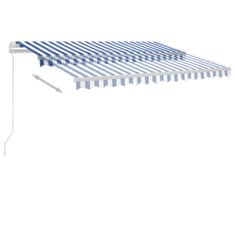 Vidaxl kék és fehér kézzel kihúzható póznás napellenző 300 x 250 cm 3069496