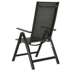 shumee 2 db fekete textilén és alumínium összecsukható kerti szék