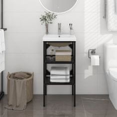 shumee fekete vas fürdőszobai mosdókagylóváz beépített mosdóval