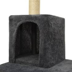 Greatstore sötétszürke macskabútor szizál kaparófákkal 119 cm