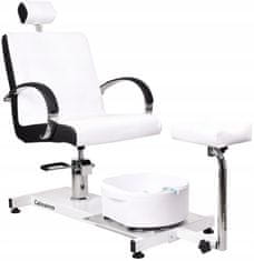 Enzo Louis kozmetikai szék pedikűrhöz fekete-fehér wellness szék lábmasszírozóval szalonba