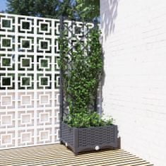 Greatstore sötétszürke PP rácsos kerti ültetőláda 40 x 40 x 121,5 cm